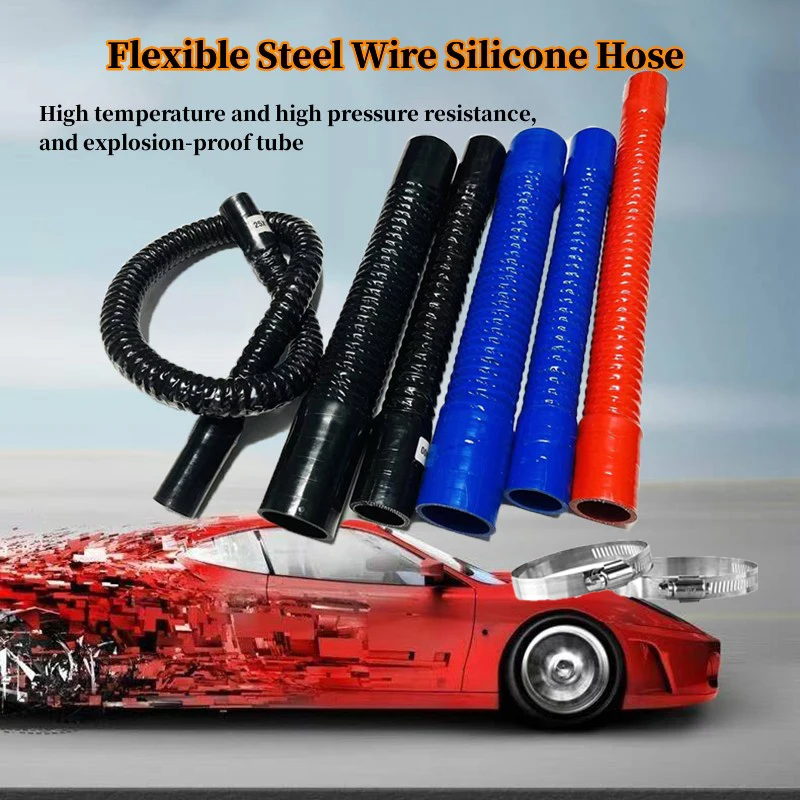 

Universal Car Silicone Flexible Hose Black Air Intake Pipe Radiator Supercharger Intercooler Tube Rubber Joiner And Two Clamps