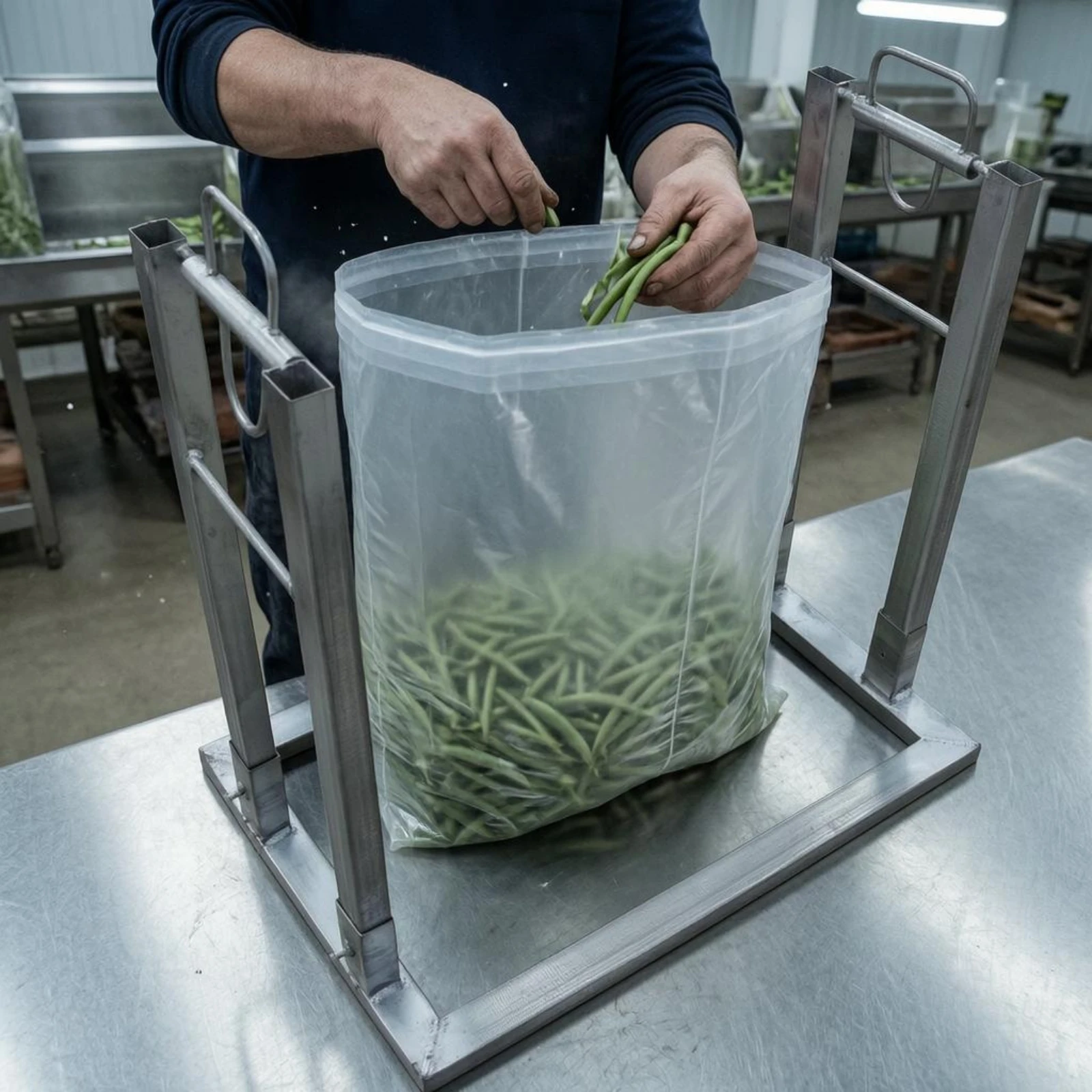 Vegetable Bag Frame Rectangular Base Metal Packing Stand Bean Bag Holder Square Tube Legs Farm Tool Welded