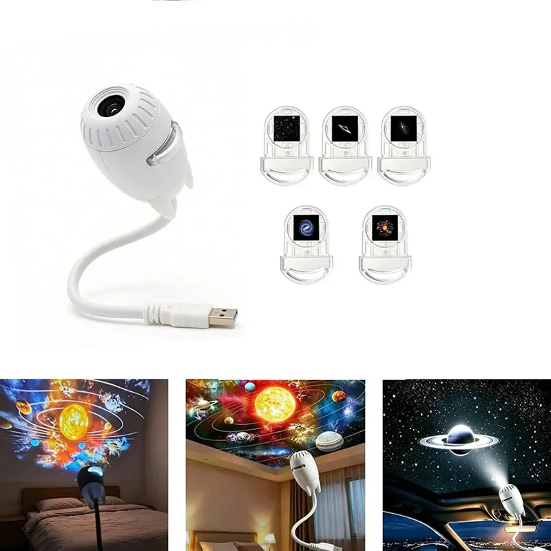 Mini Galaxy Star Projector Two In One Night Light Home Background Atmosphere Light Bedroom Car Decoration Children's Gift