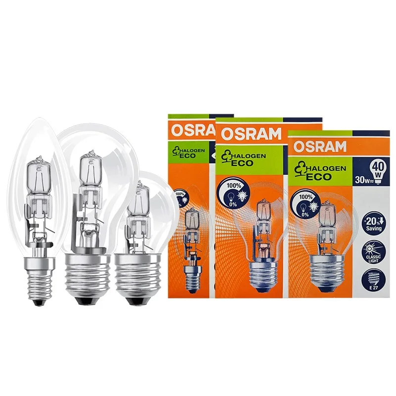 

Для OSRAM Галогенная ЭКО Классическая Лампа A B P E27 E14 Домашний Свет с регулируемой яркостью 230 В 46 Вт 30 Вт Оригинальная Крытая Шариковая Свеча 64542 64543