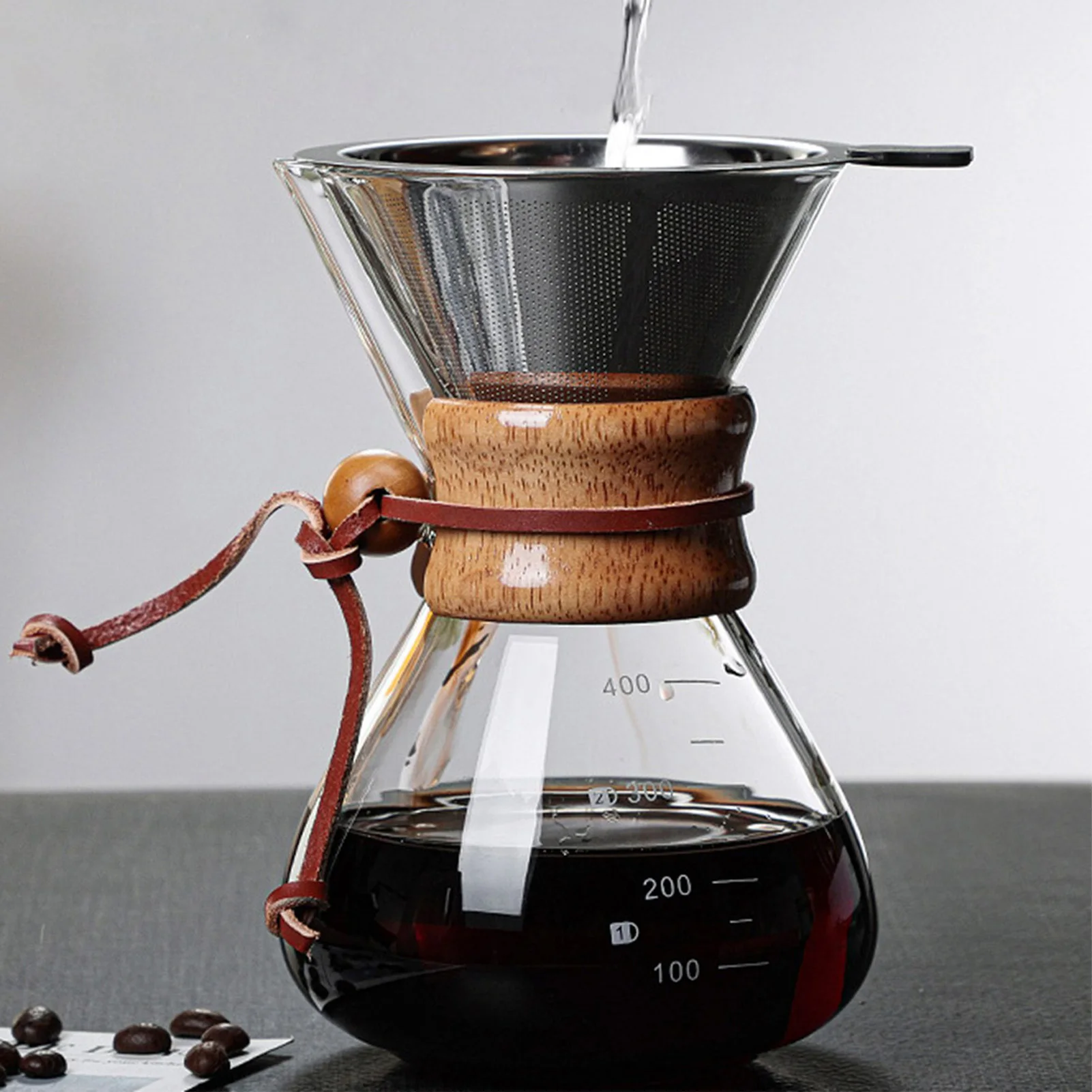 

Hand Glass Coffee Kettle With Stainless Steel Filter Drip Brewing Hot Brewer Coffee Pot Dripper Barista Pour Over Coffee Maker