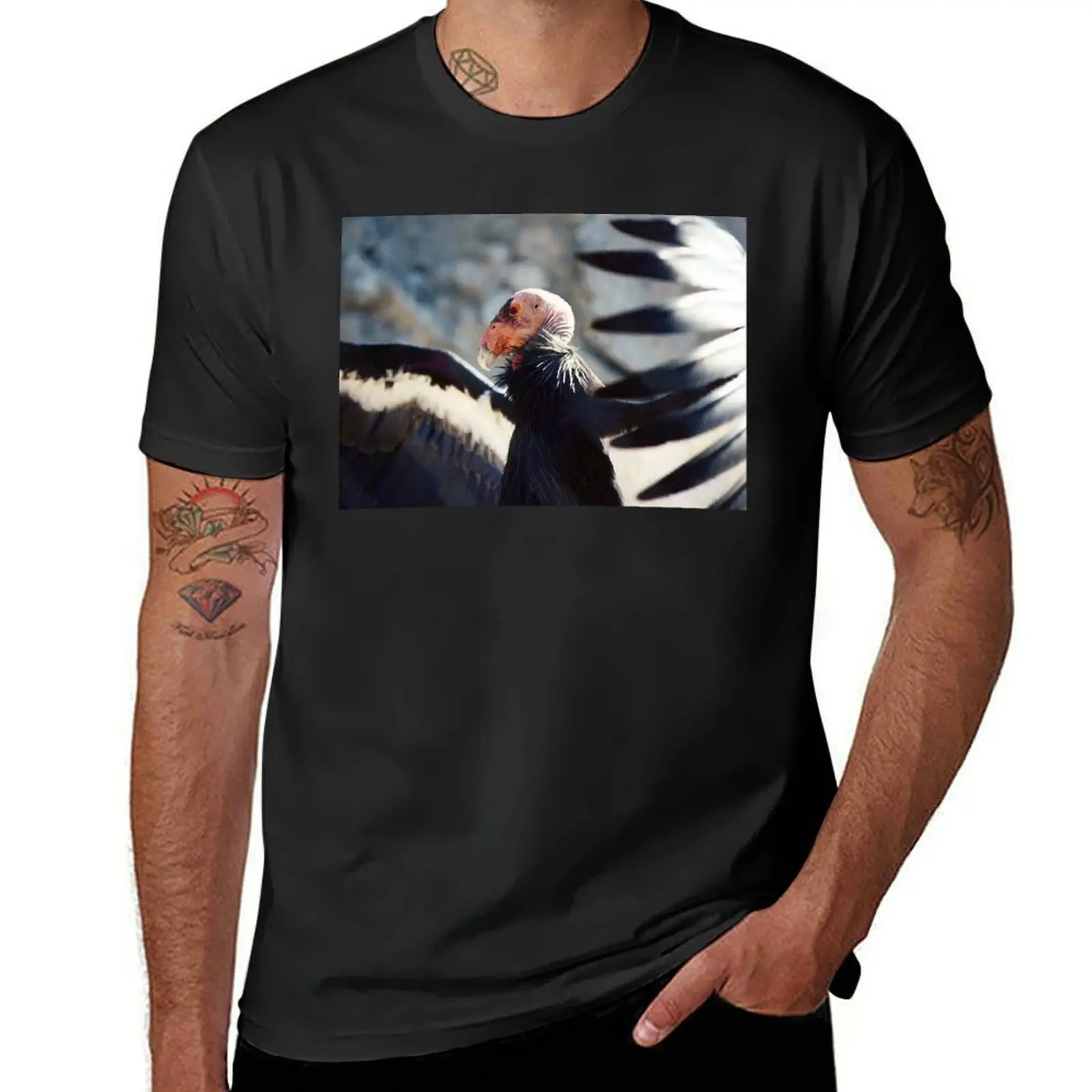 California Condor T-shirt hippie clothes blacks sweat oversizeds mens clothing