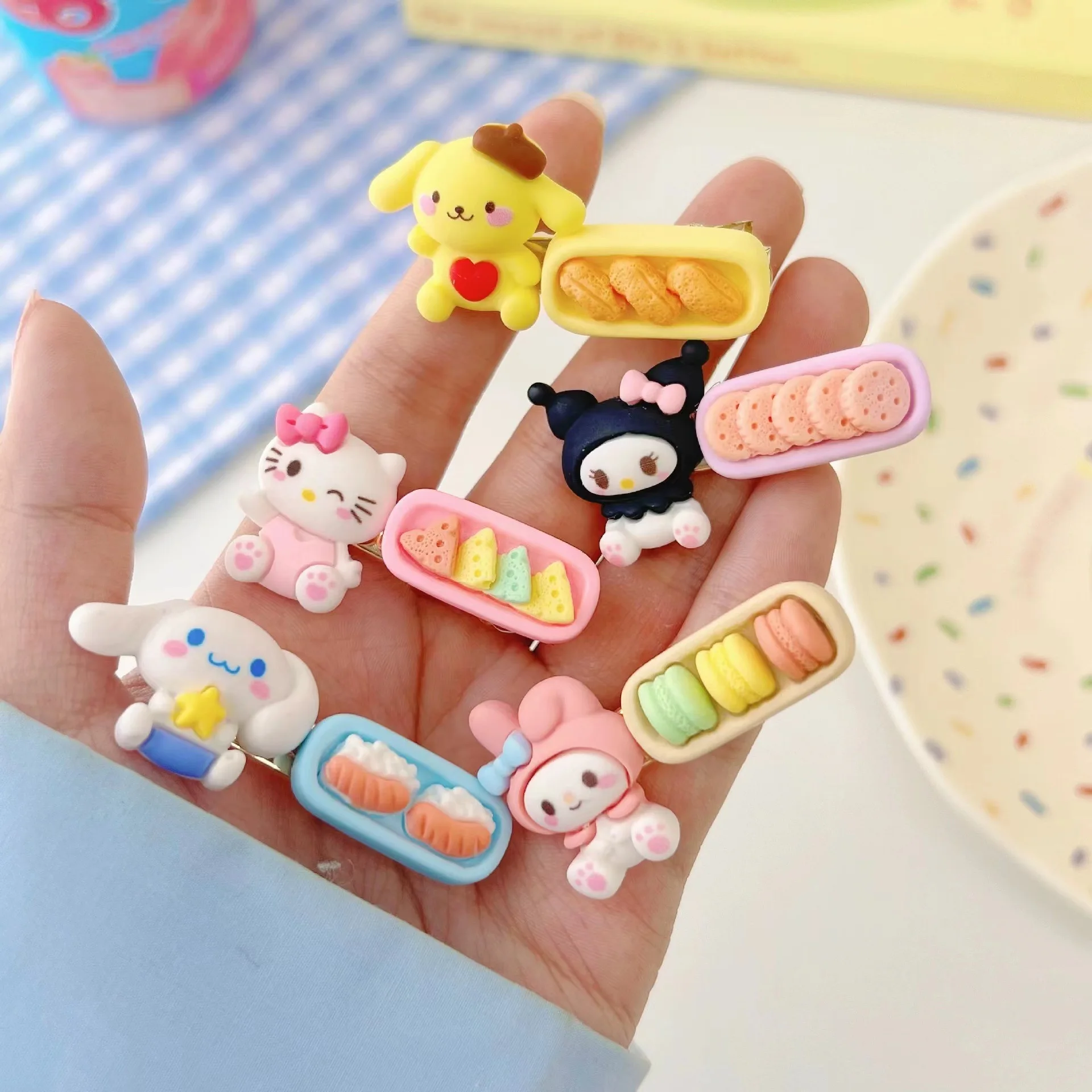 Süße Sanrio Keks Haarnadel Kuromi Melodie Bonbon Farbe süße kleine frische gebrochene Haarnadel