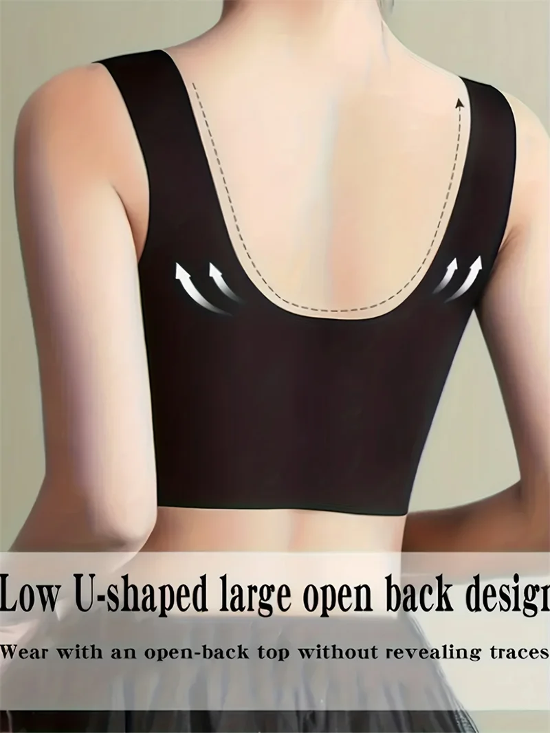 Solid Wireless Sports Bra, Comfy & Breathable Seamless Push Up Running Workout Tank Everyday Bra, Women's Lingerie & Underwear image 2