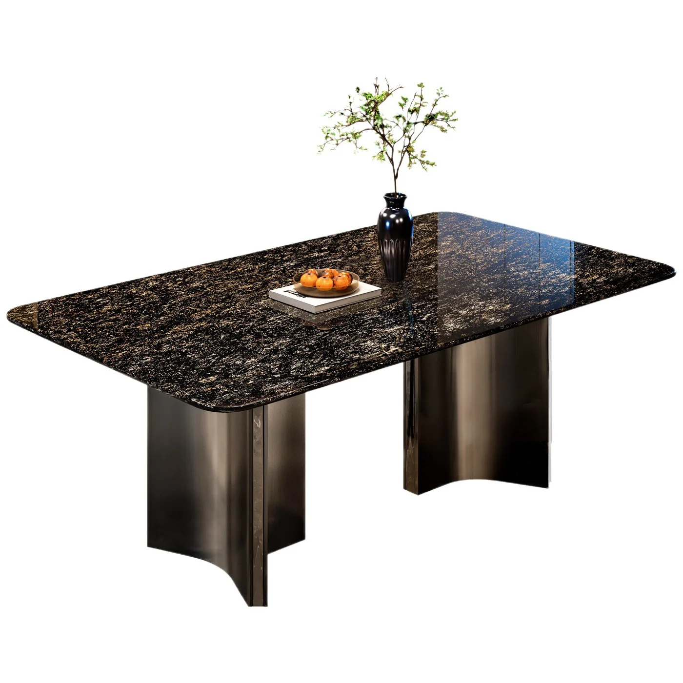 Muebles personalizados, mesa de comedor de piedra natural de lujo, mesa de comedor de piedra de lujo con diamantes de platino para el hogar, luz rectangular de lujo