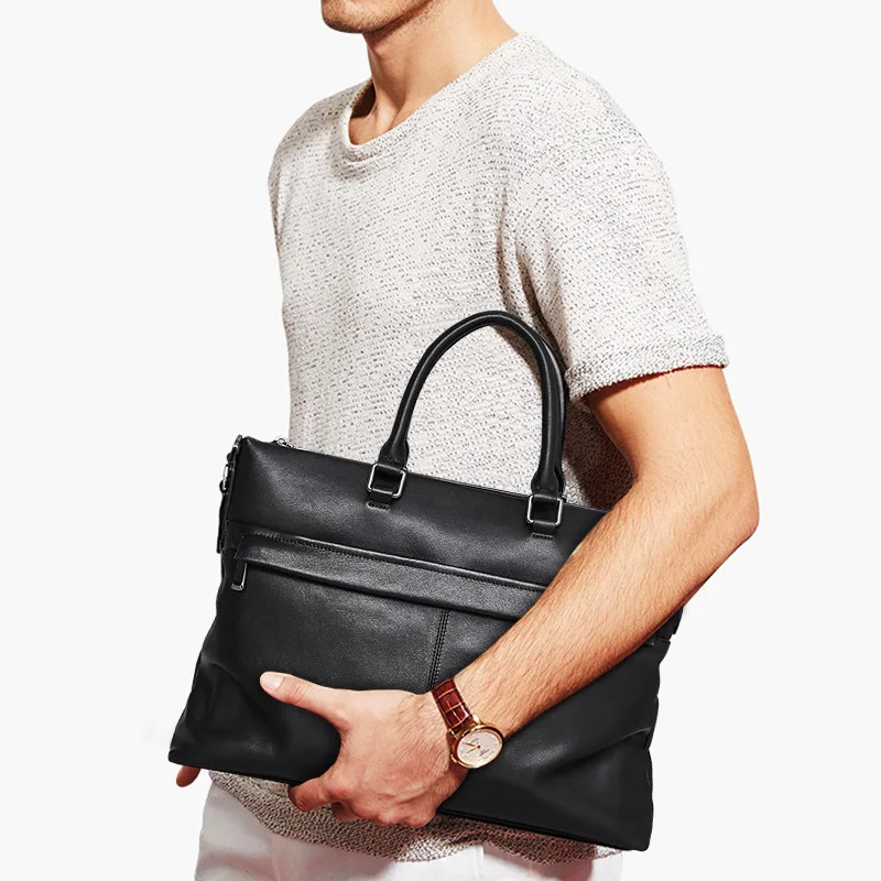 Borsa a tracolla autentica da uomo nuova Borse da uomo in pelle da uomo Borsa a tracolla per valigetta da lavoro da 15,6 pollici in pelle di vacchetta