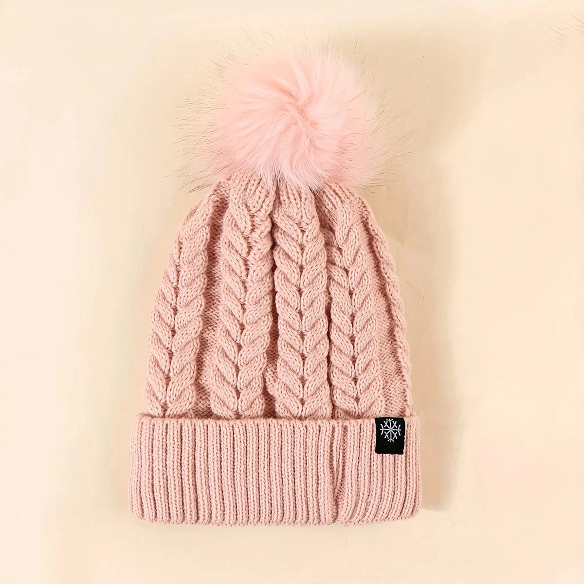 Autumn and winter new style personality warm ball snowflake small standard twist wool cap Y2K