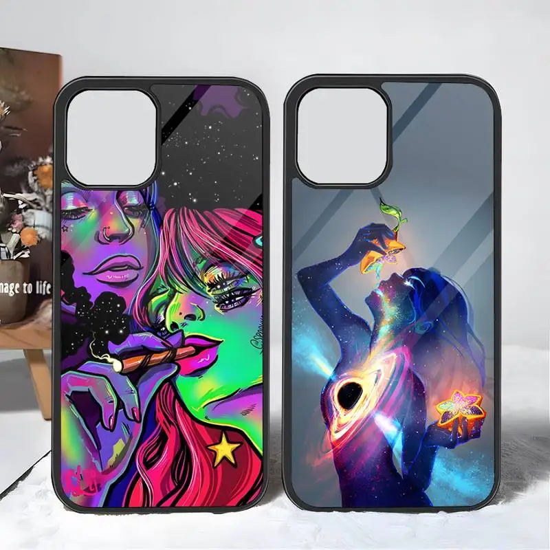 Spiritual Trippy Psychodelic Phone Case PC+TPU For Iphone 14 Pro 13 11 12 Mini 6 8 7 Plus X Xs XR Max Luxury Design Back Cover