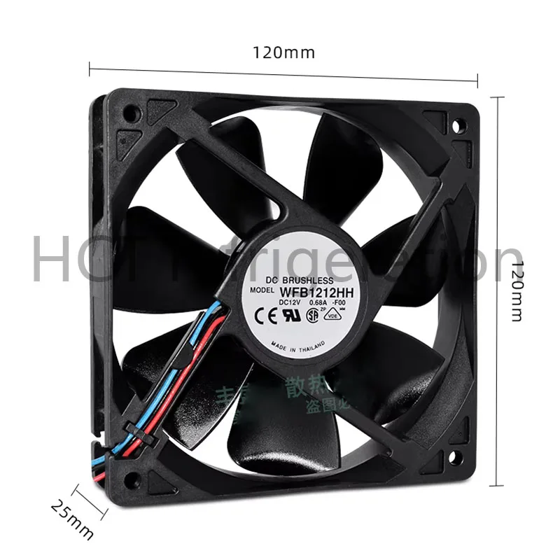 Original WFB1212HH 12V 0.68A Chassis heat dissipation CPU cooler Power fan renovation Water cooling heat dissipation auxiliary