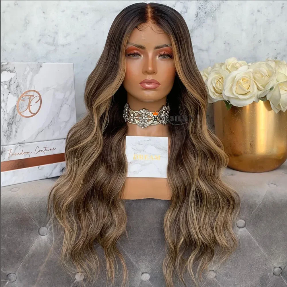 Ombre Body Wave Lace Front Wigs Preplucked 200 Density Ash Brown 360 Full Lace Wig Human Hair Brazilian Remy Hair Brown Wig