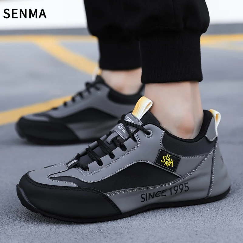 SENMA Men's Sport Shoes Luxury Casual Soft Bottom Shoes Comfortable Lace Up Flats Tennis Shoe Breathable Walking Jogging Shoe