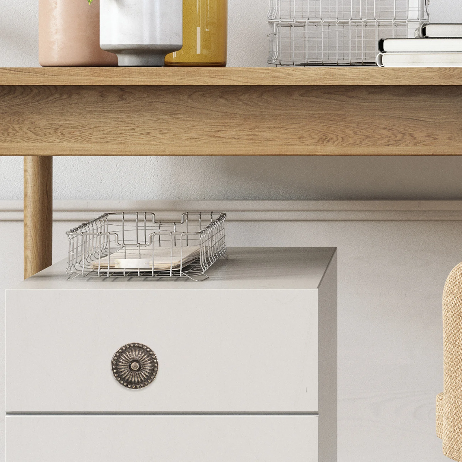 

10Pcs Vintage Round Cabinet Knobs Decorative Small Cabinet Pulls for Dresser Drawers Cupboards Kitchen Wardrobe Furniture