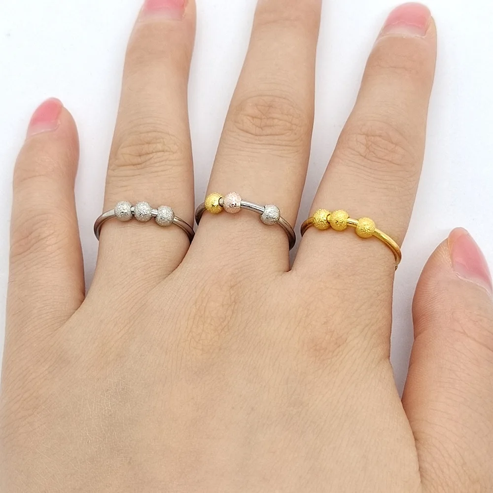 Anxiety Rings For Women Girls Beads Fidget Ring Spinner Spiral Adjustable Open Rings Rotate Anti Stress Pressure Relief Jewelry