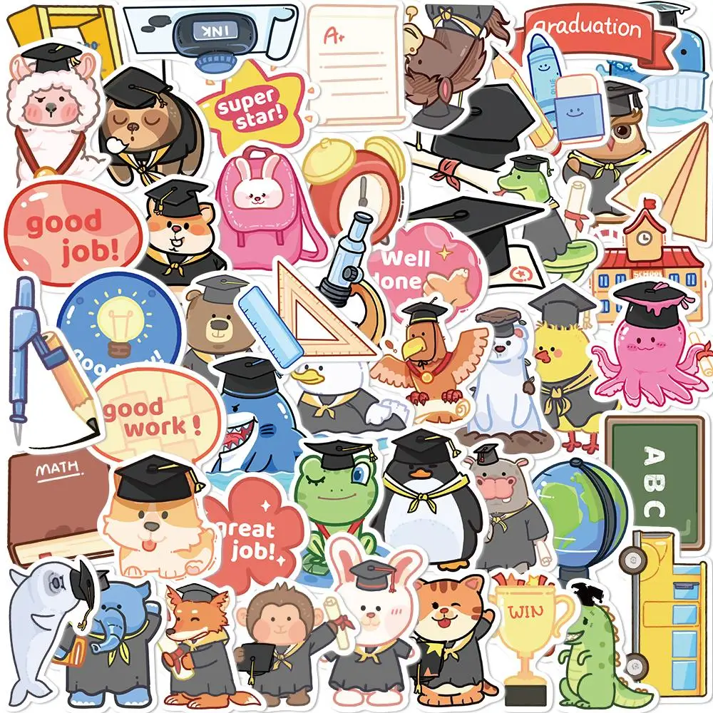 10/25/50pcs Pre school Season of graduation Stickers Decals Cartoon Graffiti DIY  Notebook Luggage Wall Decoration PVC Sticker