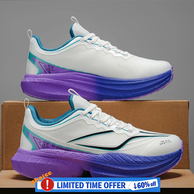 Men Cushioned Walking Running Shoes Off Road Running Sneakers Thick Soles Light Weight Breathable Women's Jogging Tennis Shoes