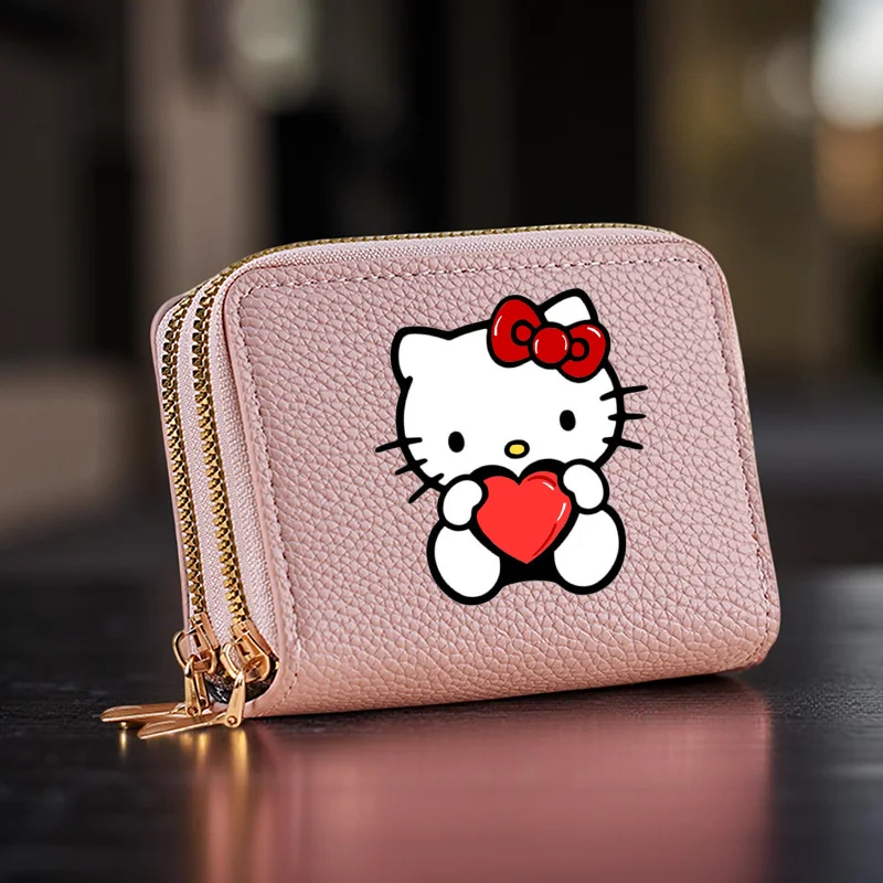 Hello Kitty korte portemonnee met kaartsleuven, portemonnee met dubbele ritssluiting - creditcardhouder met grote capaciteit en munt in verschillende kleuren