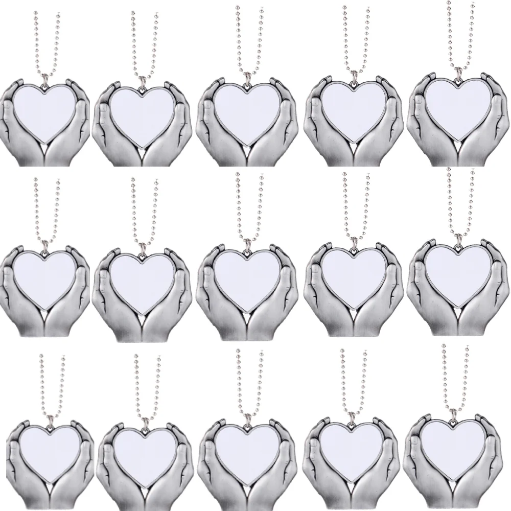 15pcs Holding Love In Hand Pendant Keychain Sublimation Blank Angel Wing Ornaments For Custom Valentine's Day Birthday Gift