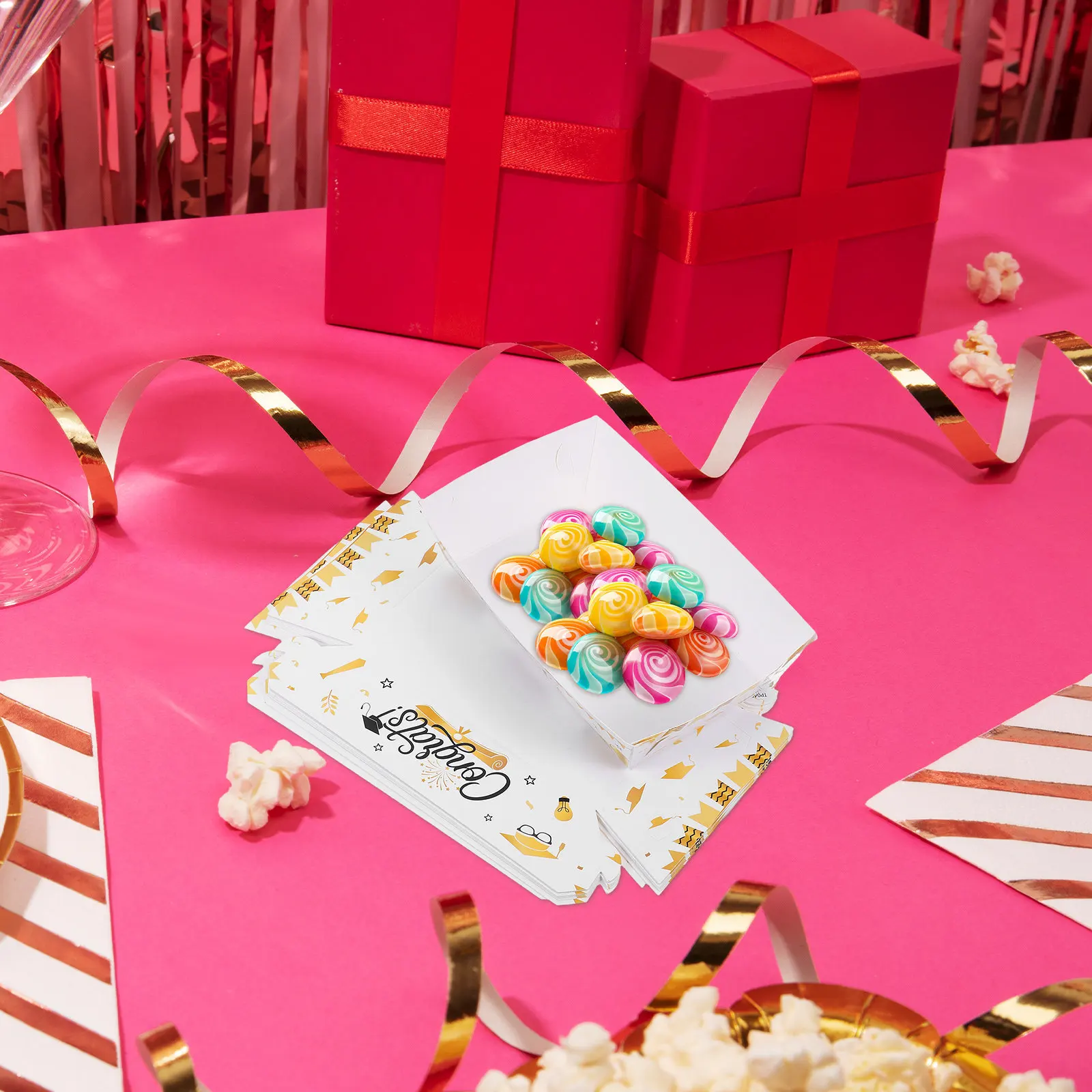 6 Juegos de Cajas de Regalo para Graduación, Mini Cajas Elegantes con Diseño de Barco para Golosinas y Bocadillos, Decoración para Fiestas de Graduación