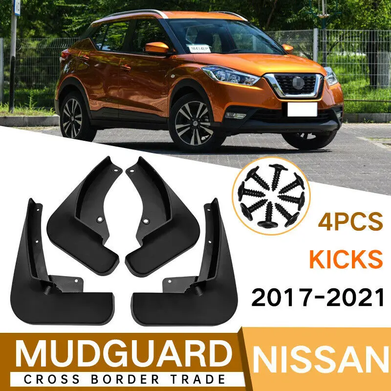 

4pcs Car Mud Flaps Accessories Auto Styline Front Rear Fender Splash Guards For Nissan Kicks 2017-2021