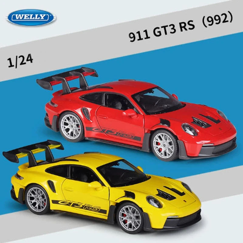 WELLY 1:24 911 GT3 RS (992) Alloy Sports Car Model Static Collection Decorated Holiday Gifts Toys