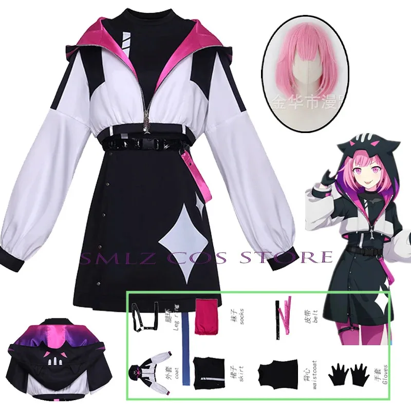 aa69 Панк Ночной косплей аниме PJSK 4, новые костюмы Otori Emu, сексуальная униформа, пальто, костюм, парик, наряды для вечеринки на Хэллоуин для женщин