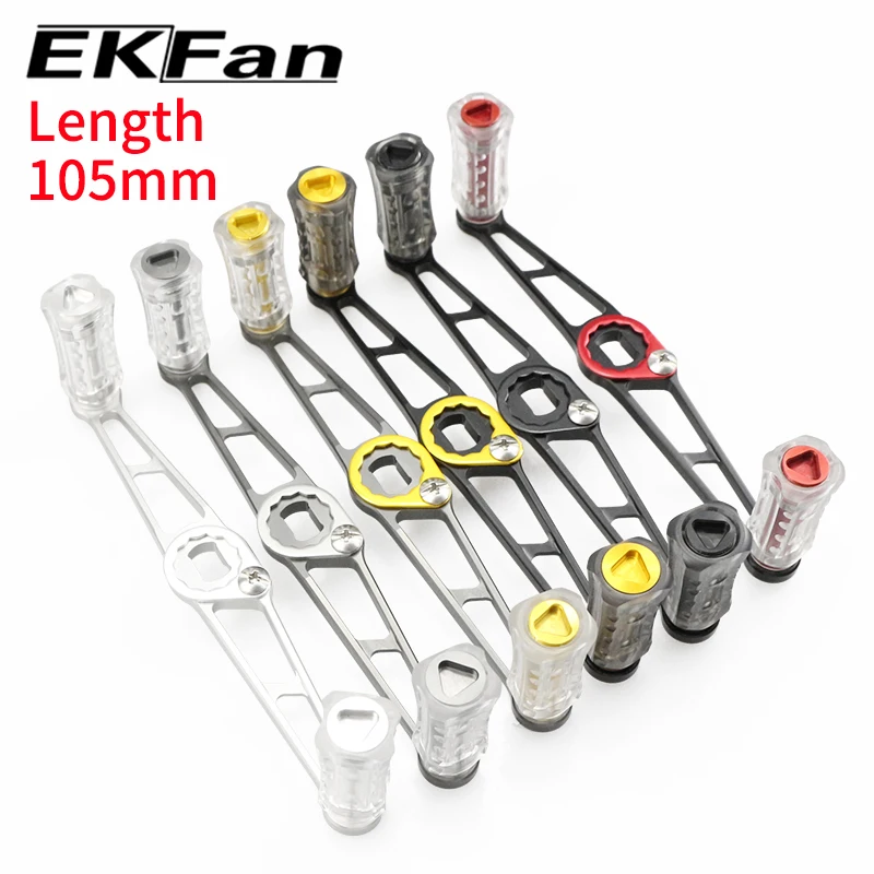 EKFan 80/90/105mm Aluminiumlegierung Baitcasting Angelrollengriff 7*4/8*5mm Loch Universal A/S/D mit Acrylknopf Köderrollenteil – Detail 4