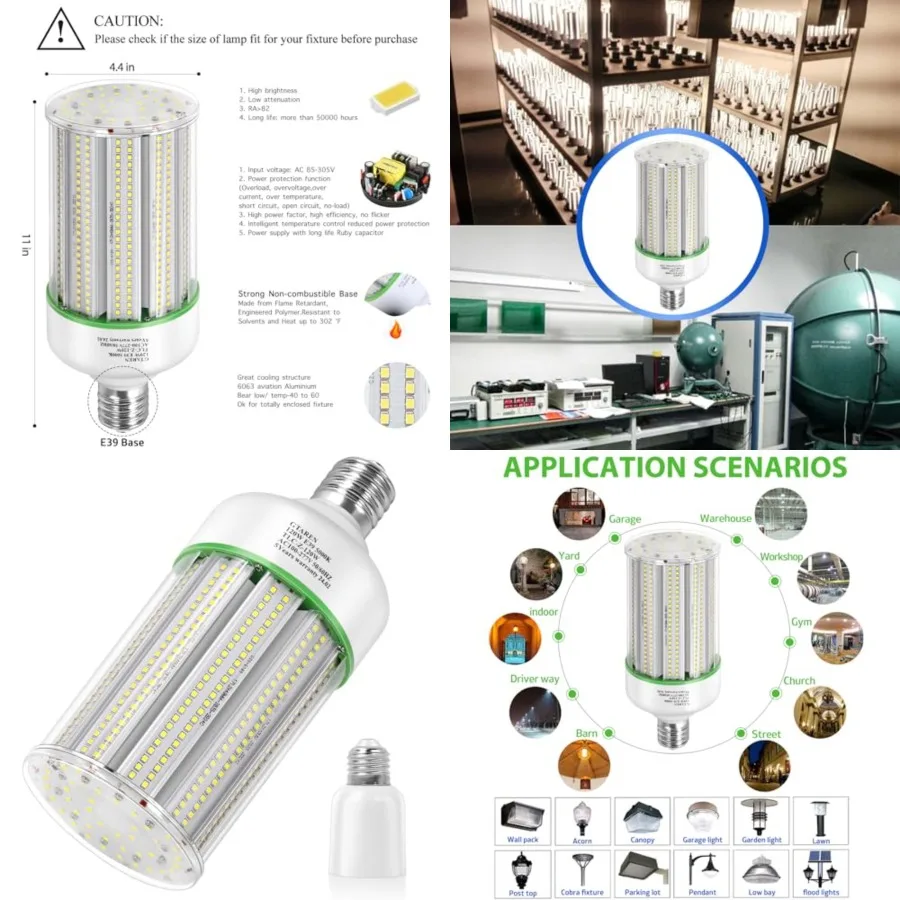 

100W LED Corn Cob Light Bulb, Replace for 400 Watt Metal Halide HPS CFL HID lamp, 5000K E39 Mogul Base, for Commercial and Indu