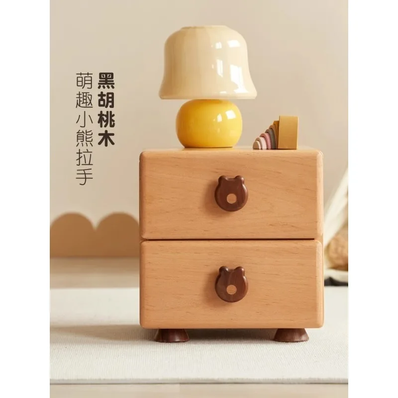 Solid Wood Bear Bedside Table Modern Simple Home Storage Cabinet Children's Cartoon Storage Cabinet Bedroom Bedside Cabinet