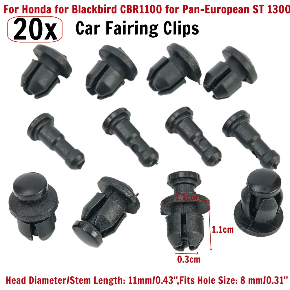 20pcs Car Fairing Clips Pack Fit For Honda Blackbird CBR1100XX 97-07 Bodywork B46 Black for Pan-European ST 1300 Accessories