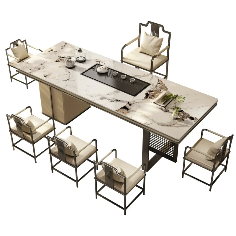 

Modern simple kettle integrated rock slab tea table, light luxury and high-end home use