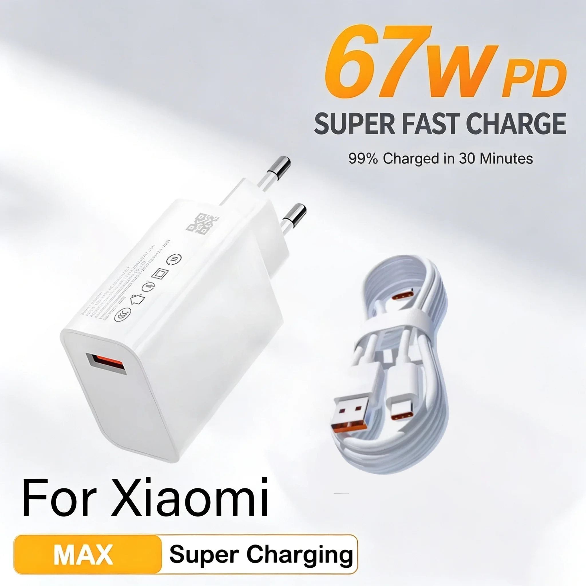 67W USB Fast Charger For Xiaomi 14 13 12 11 Ultra For Redmi Note 12T13 Pro Turbo Quick Charge Type C Cable Fast Charging Adapter