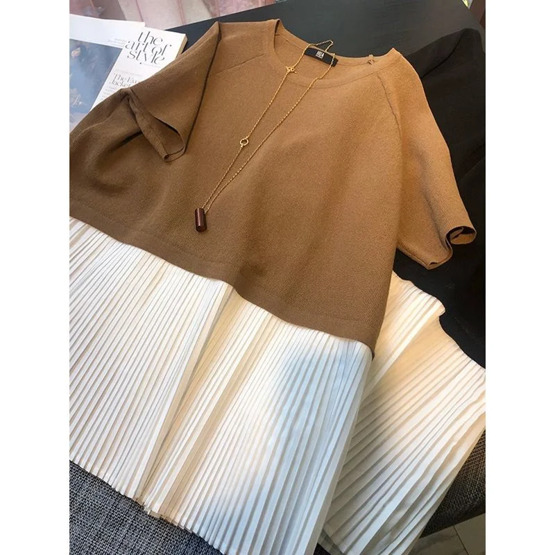 

plus Size Casual Gored Skirt Dr Women Loose Comfortable A-Line ort Dr Korean Sle Commute Wind Summer Dr