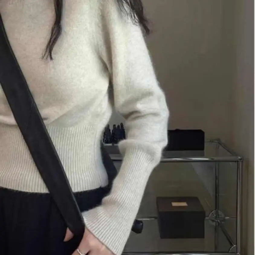 Maglioni Maglioni Donna Maglione da donna Trend 2025 Mohair Illusion Due pezzi Larghi impiombati Athleisure Art Lavorato a maglia di lana di lana