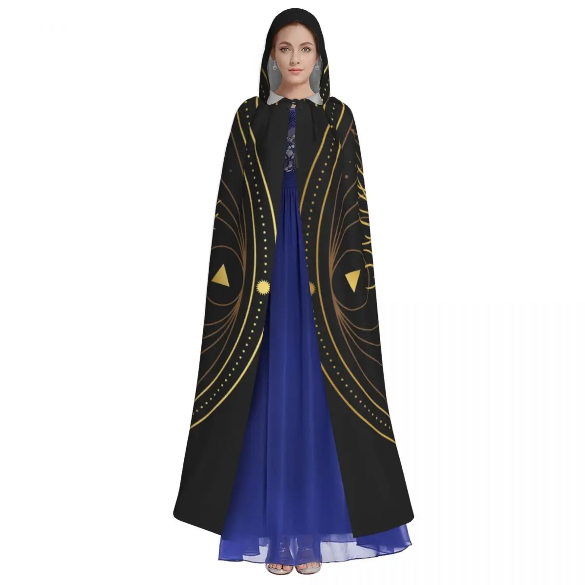 Adult Halloween Sacred Tree Circle Cloak Cape Hooded Medieval Costume Full Length Dress Coat