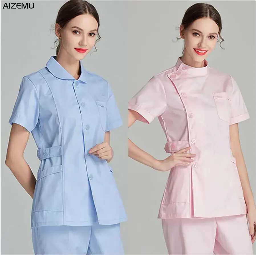 Ospedale Manica Lunga Rosa Scrub Top Uniforme Infermieristica per Maschio Femmina Clinica Dentale Infermiera Donne Uniformi Camicia Uniformi Mediche