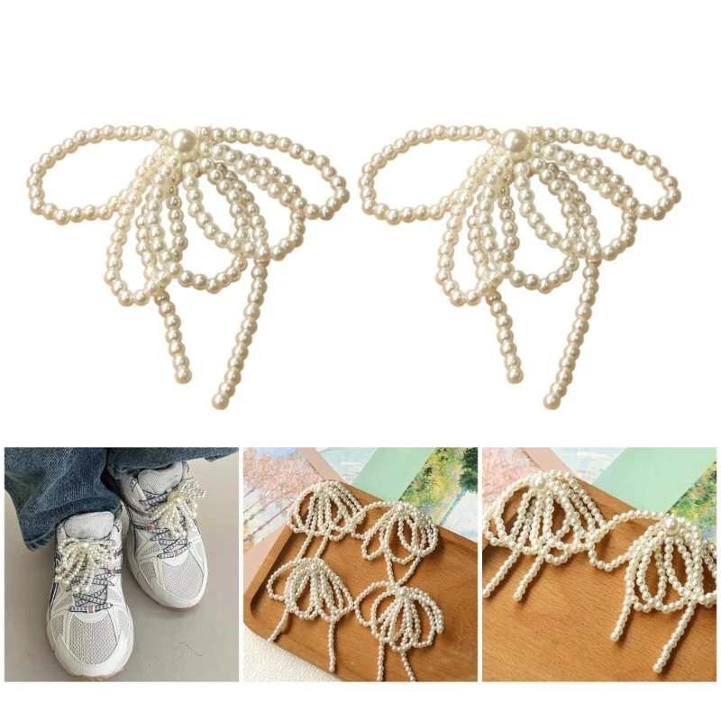 Sweet Bowknot Shoe Buckle with Pearl Shoe Clip High Heels Flower Wedding Shoe Decoration Keychain Accessory for Lovers Dropship