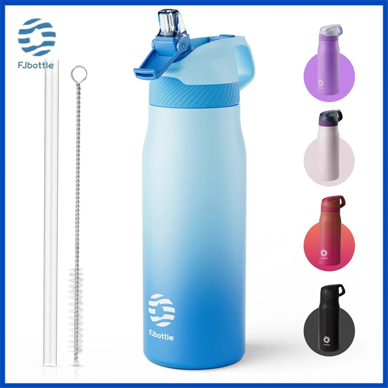 

Fjbottle 550/710 мл термос изолированная бутылка для воды из нержавеющей стали с соломой герметичная термос для спортивных термосов