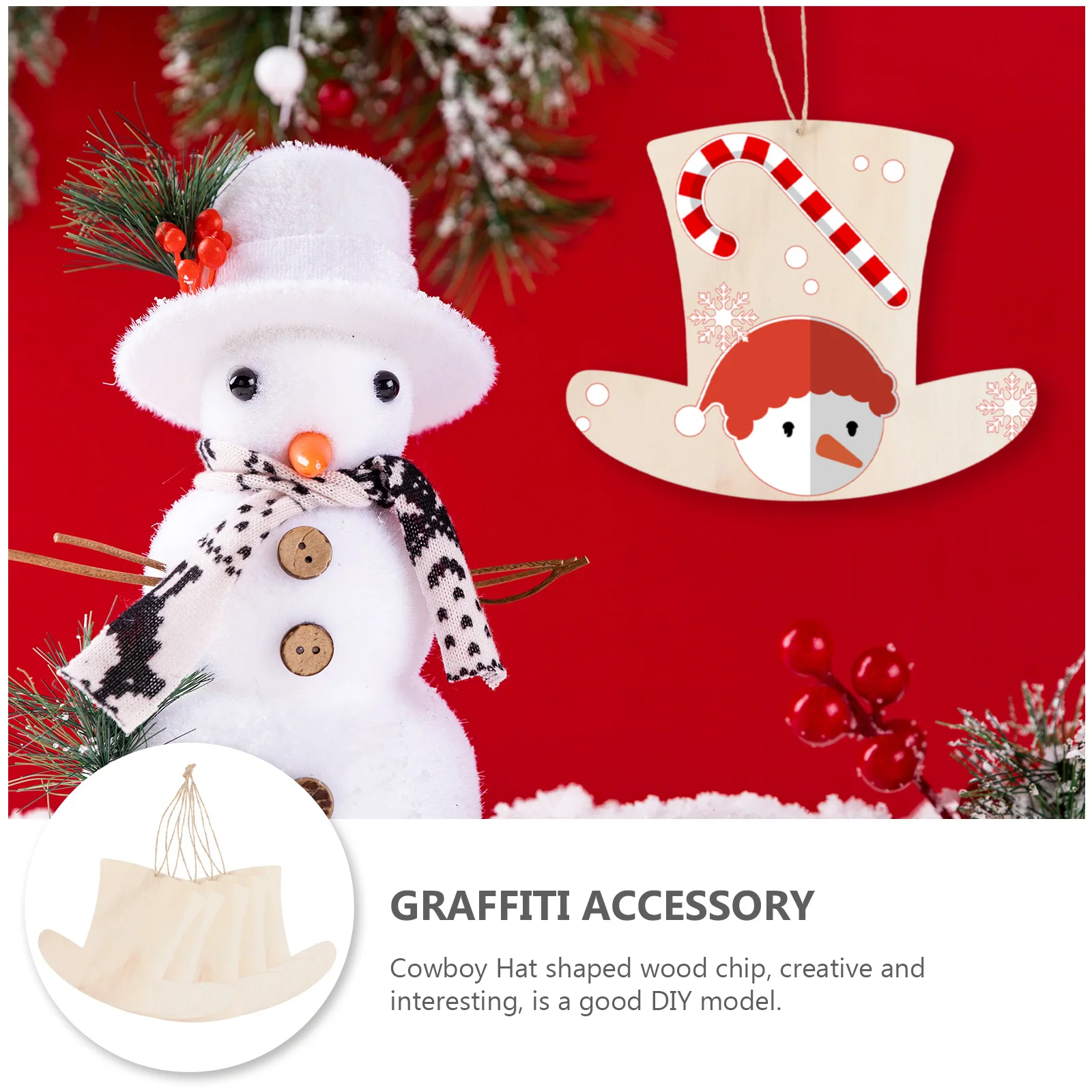 

10 Pcs Wooden Cowboy Hat Decorations DIY Blank Unfinished Painting Slices Graffiti Wood Pieces Craft naments Home Props