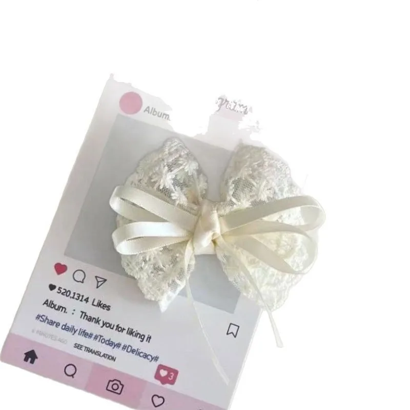 2 Buah Jepit Rambut Busur Pita Renda Kawaii Lolita untuk Anak Perempuan Poni Samping Pin Bobby Hiasan Kepala Jepit Rambut Elegan Antik Potongan Bunga
