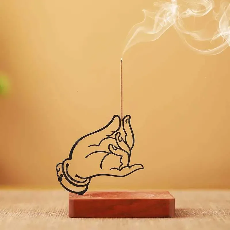 

Buddha Hand Incense Stick Holder Creative Iron Art Incense Burner Zen Home Decor for Living Room Office