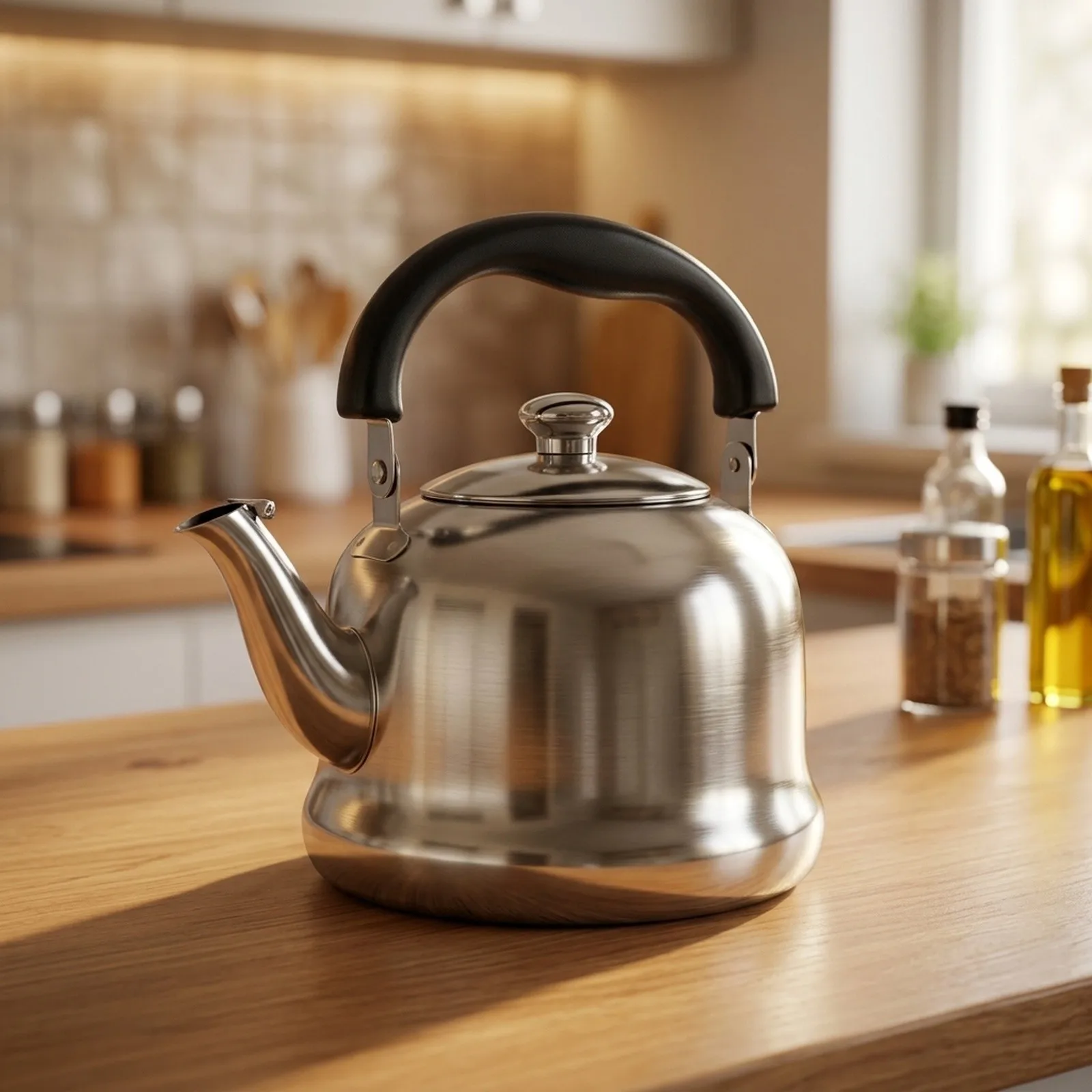 Stainless Steel Silent-Boil for kettle Designed for Gas and Induction Stoves with Efficient Heat Distribution and Tea Strainer