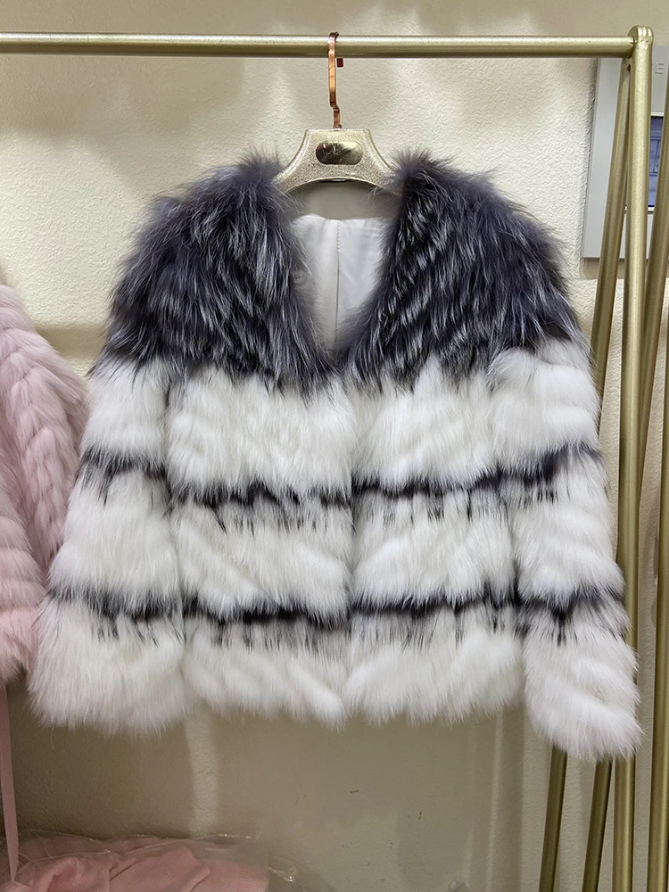 Winter Women New Design Korea Style Real Fox Fur Jacket Coat Lady Winter Natural Fox Fur Overcoat