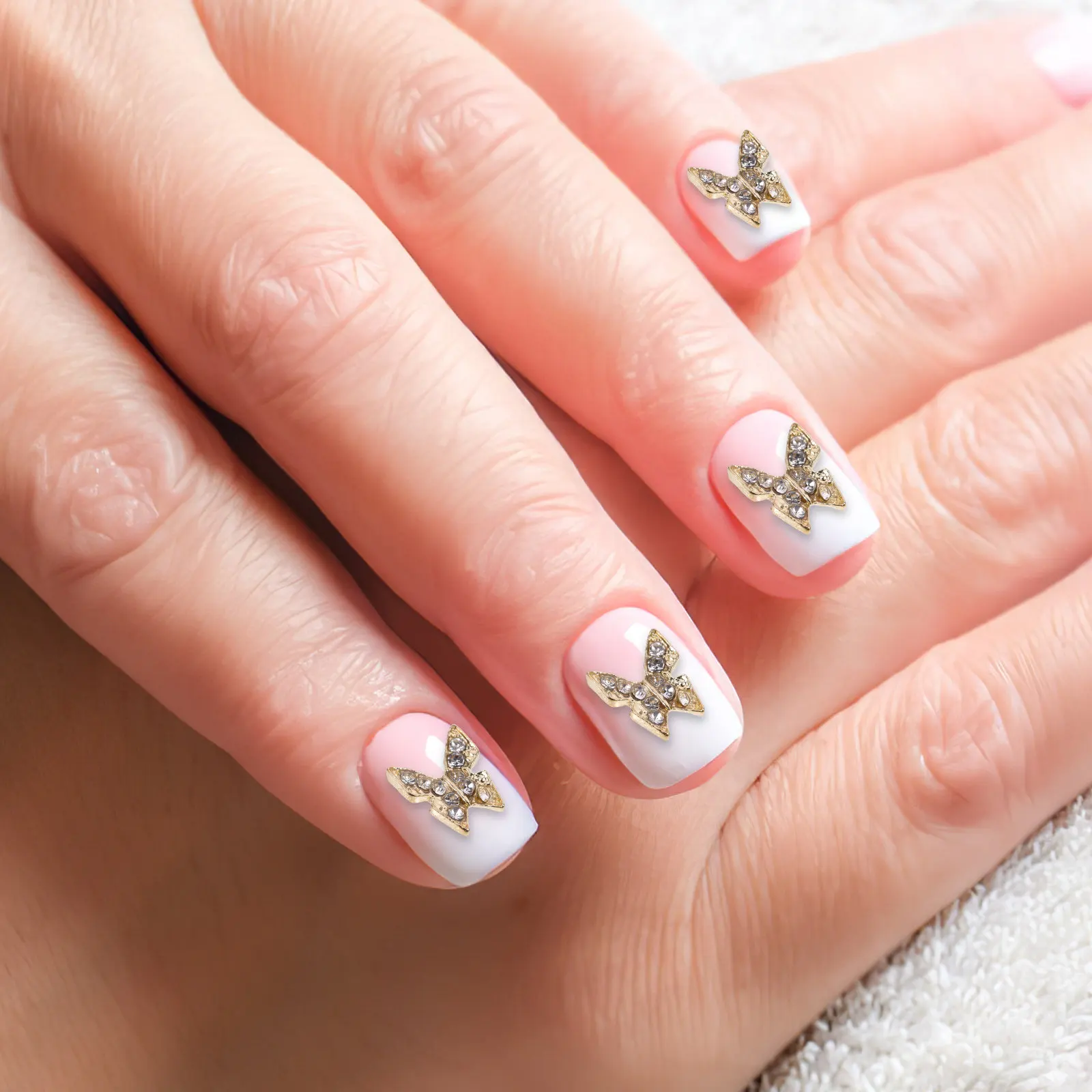 

20Pcs Alloy Butterfly Nail Decor Delicate Metal Rhinestones Stylish DIY Nail Art for Natural Artificial Nails Gift