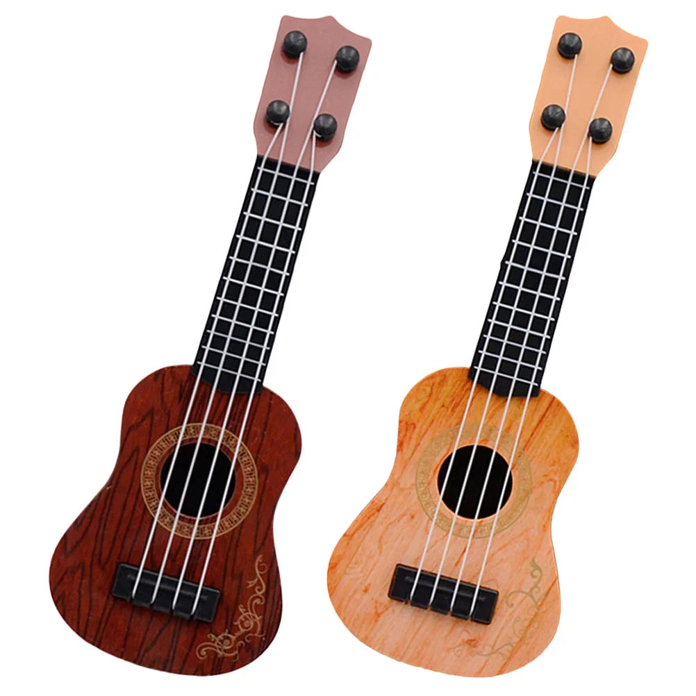 Mini Ukulele Simulation Guitar Toy Kids Toddler Model Safe Plastic Crafted Exquisite Workmanship Multipurpose
