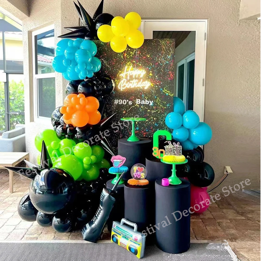 6/12 Stück Schwarz Silber Bunte Wassertropfen Ballon Explosion Stern Folienballons für Geburtstag Hochzeit Weihnachten Party Dekoration – Detail 5