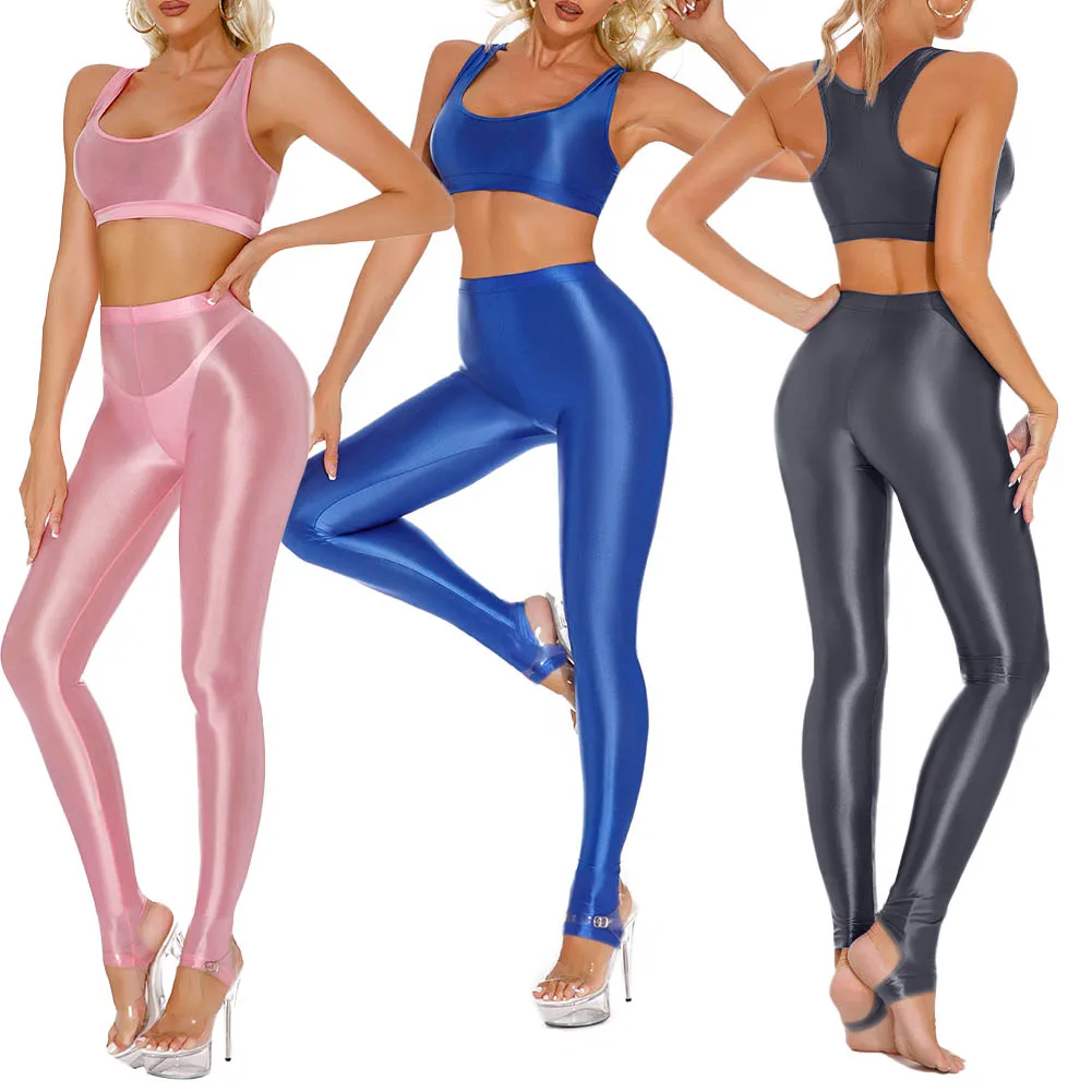 

Stretchy Glossy Leggings for Women with High Waist for Yoga Dance and Fitness Training Skinny Pants Suitable for All Seasons