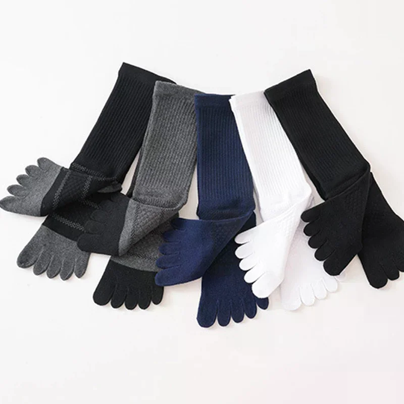 رجل 5 أصابع الجوارب طويلة امتصاص العرق تنفس مريحة اللياقة البدنية ماراثون المشي لمسافات طويلة في الهواء الطلق تو جوارب رياضية #4