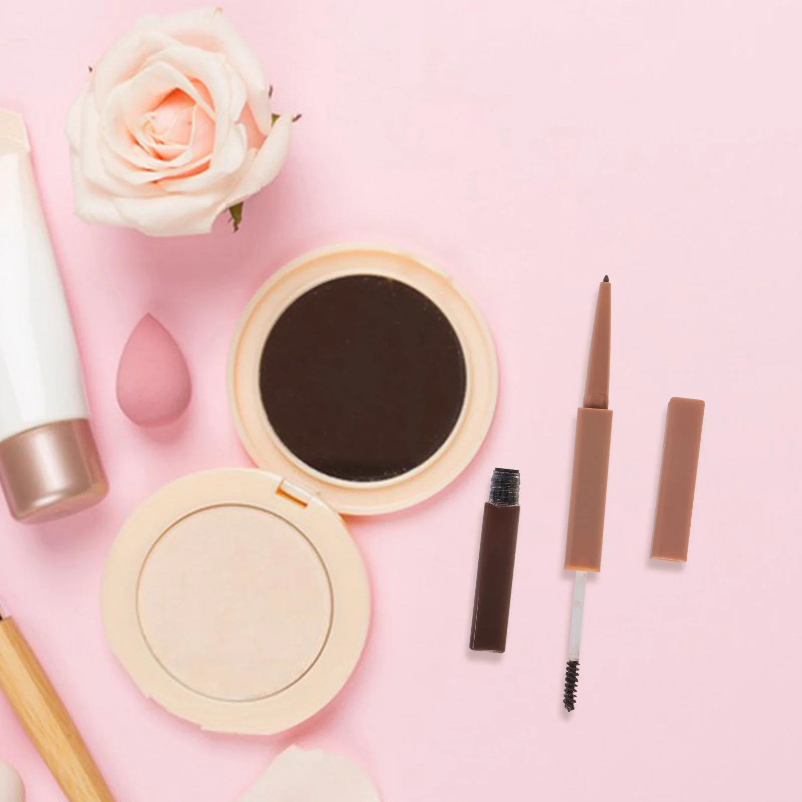 قلم حواجب مزدوج الأطراف مع جل حواجب، يدوم طويلاً، مقاوم للماء، بني طبيعي لتشكيل دقيق، مظهر محدد لحاجب العين