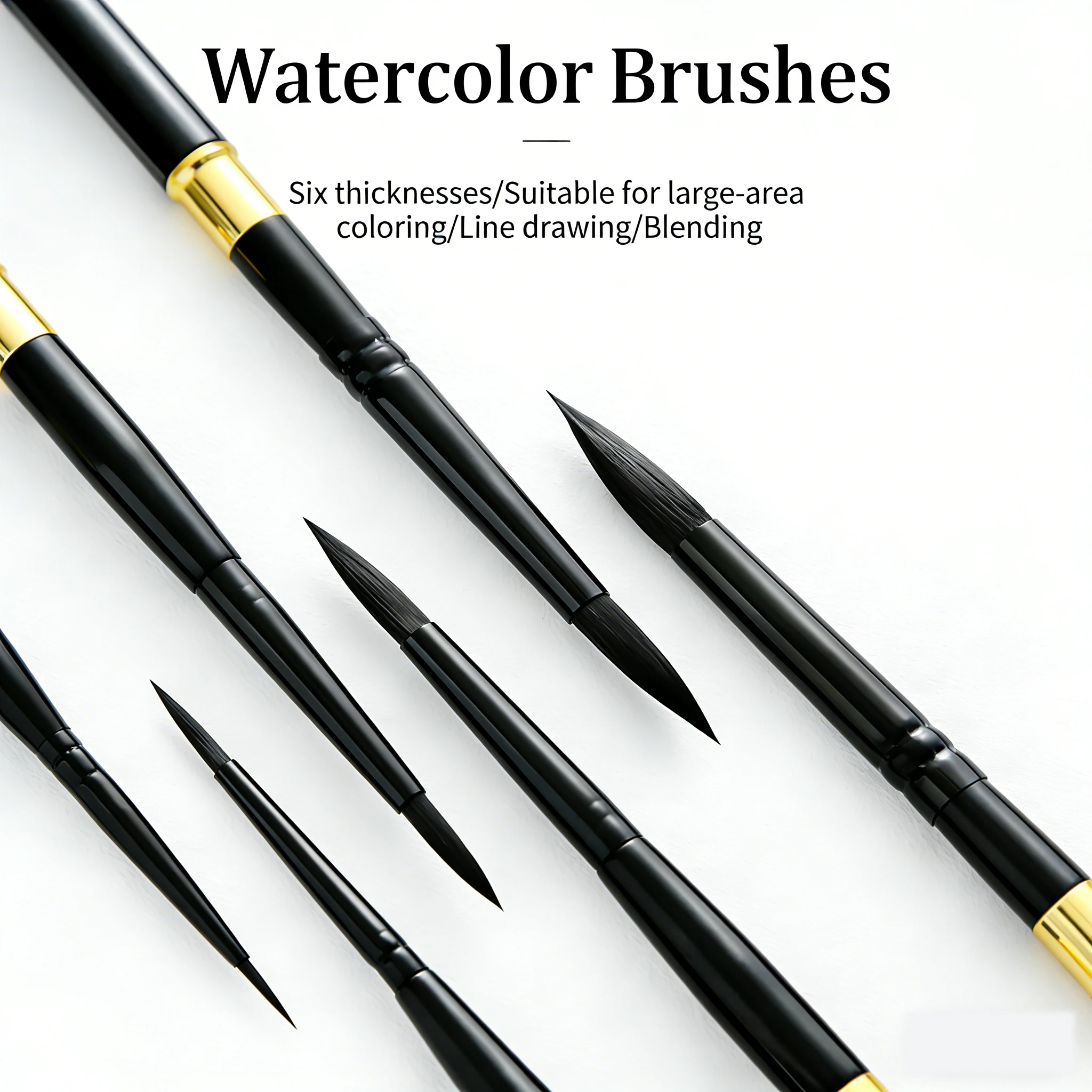 3Pcs/6pcs Round-Pointed Brushes Set, Nylon Bristle Synthetic Brushes for Watercolor and Gouache Ink Outline and Drawing
