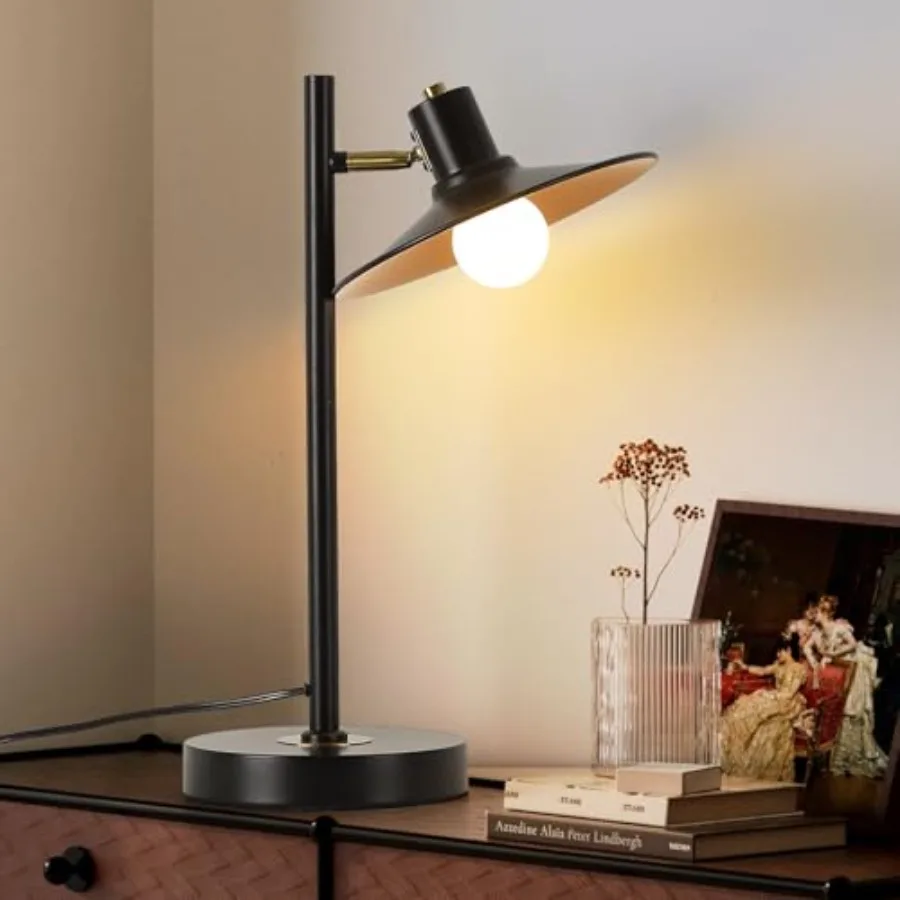 

Современная настольная лампа черно-золотого цвета, металлическая лампа для чтения с регулируемым поворотным кронштейном, лампа для чтения для прикроватной тумбочки